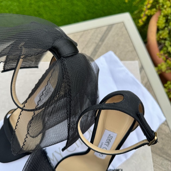 SOLD Jimmy Choo Aveline 100 Asymmetric Grosgrain Sandal Heel - Picture 5 of 15